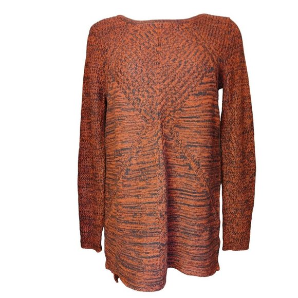 DESIGN 365 Womens M Red Black Marled Knit Diamond Pattern Long Sleeve Sweater - Picture 1 of 3